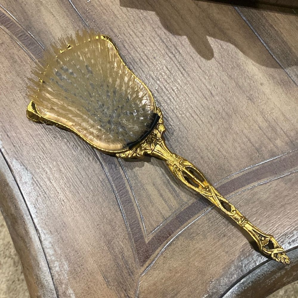 ❤️ Rare Vintage Gold Finish Hair Brush ❤️